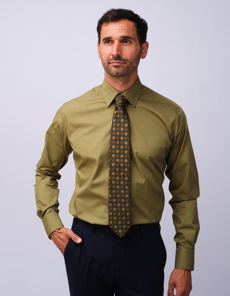 Green Floral Tile Tie - Gresham Blake Studios