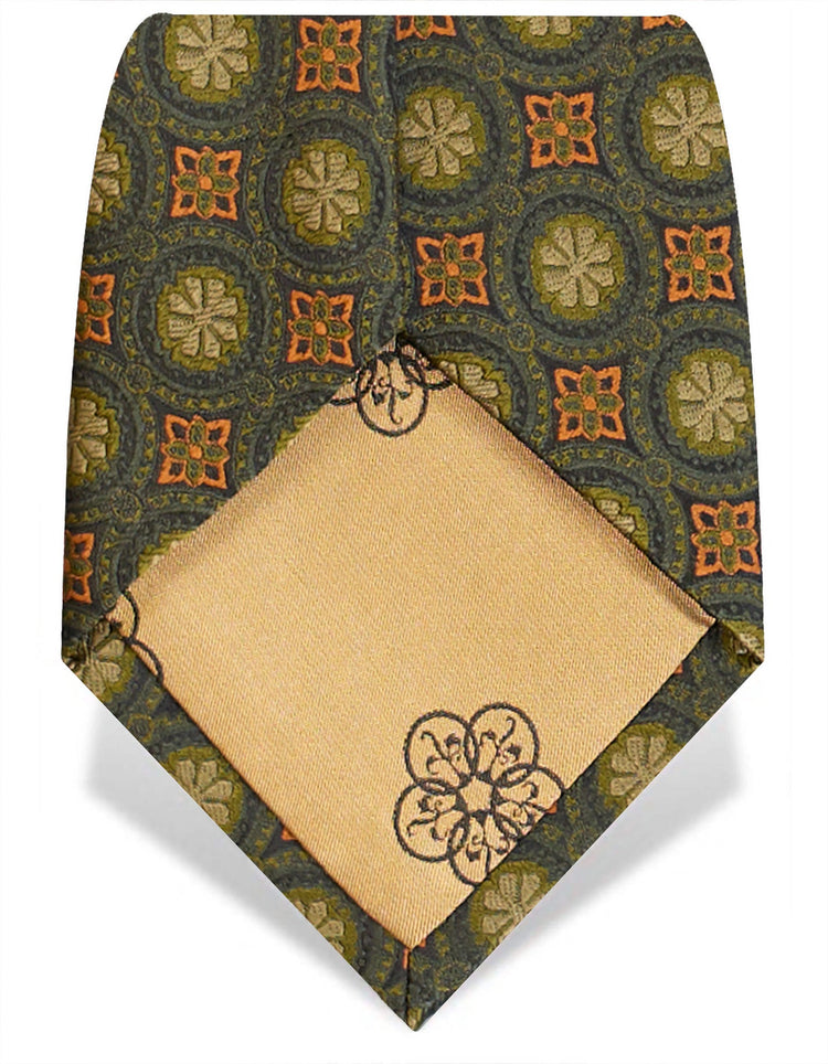 Green Floral Tile Tie - Gresham Blake Studios