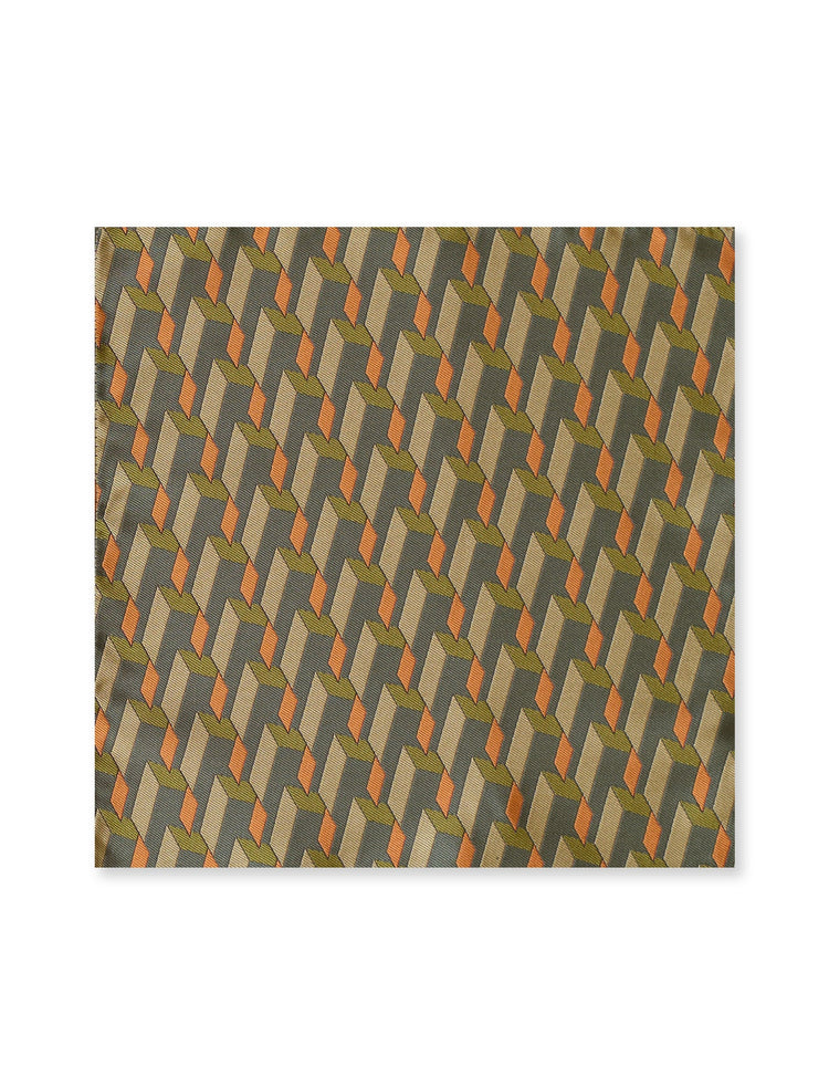 Green Graphic Blocks Pocket Square - Gresham Blake Studios