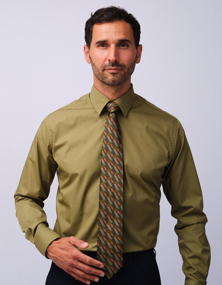 Green Graphic Blocks Tie - Gresham Blake Studios