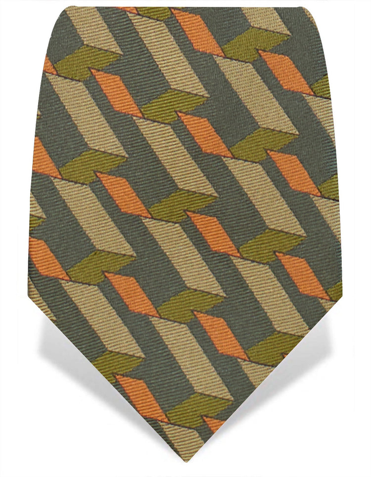 Green Graphic Blocks Tie - Gresham Blake Studios