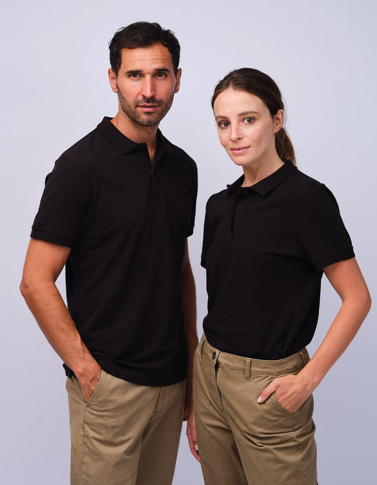 Mens Black Cotton Polo Shirt - Gresham Blake Studios