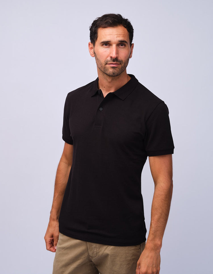 Mens Black Cotton Polo Shirt - Gresham Blake Studios