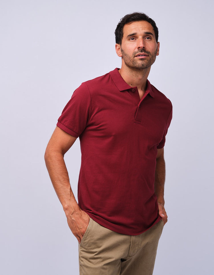 Mens Burgundy Cotton Polo Shirt - Gresham Blake Studios