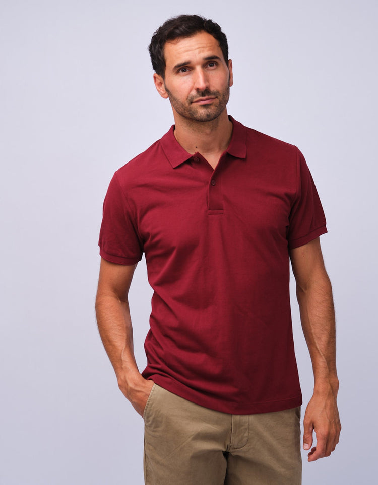 Mens Burgundy Cotton Polo Shirt - Gresham Blake Studios