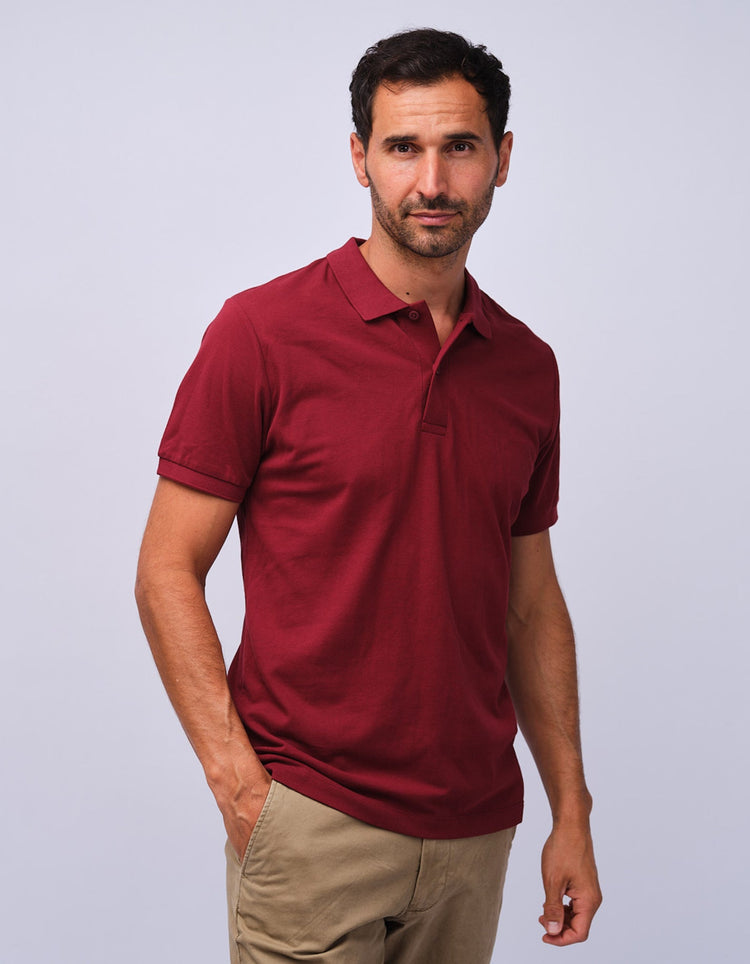 Mens Burgundy Cotton Polo Shirt - Gresham Blake Studios