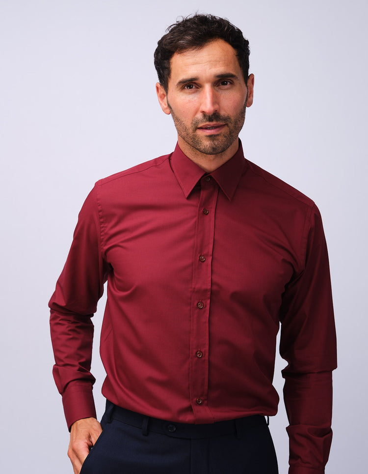 Mens Burgundy Kent Collar Shirt - Gresham Blake Studios