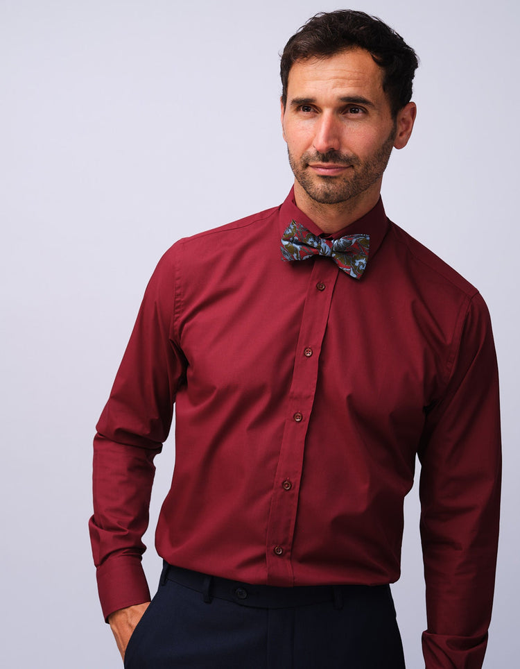Mens Burgundy Kent Collar Shirt - Gresham Blake Studios