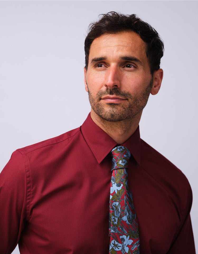 Mens Burgundy Kent Collar Shirt - Gresham Blake Studios