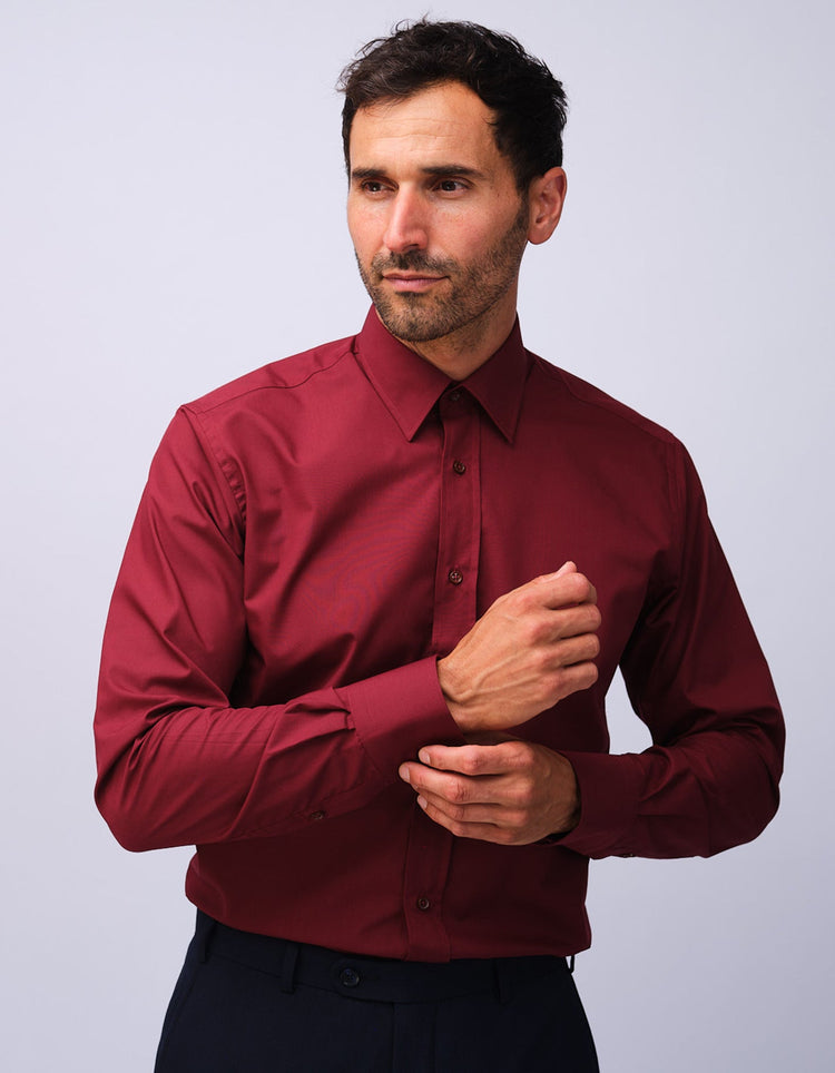 Mens Burgundy Kent Collar Shirt - Gresham Blake Studios