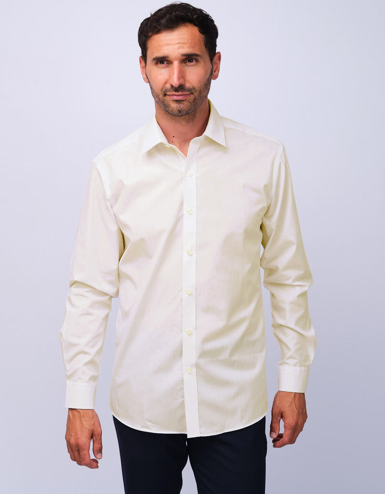 Mens Cream Kent Collar Shirt - Gresham Blake Studios