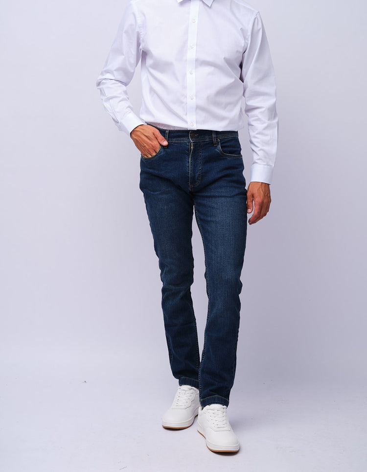 Mens Dark Blue Wash Jeans - Gresham Blake Studios