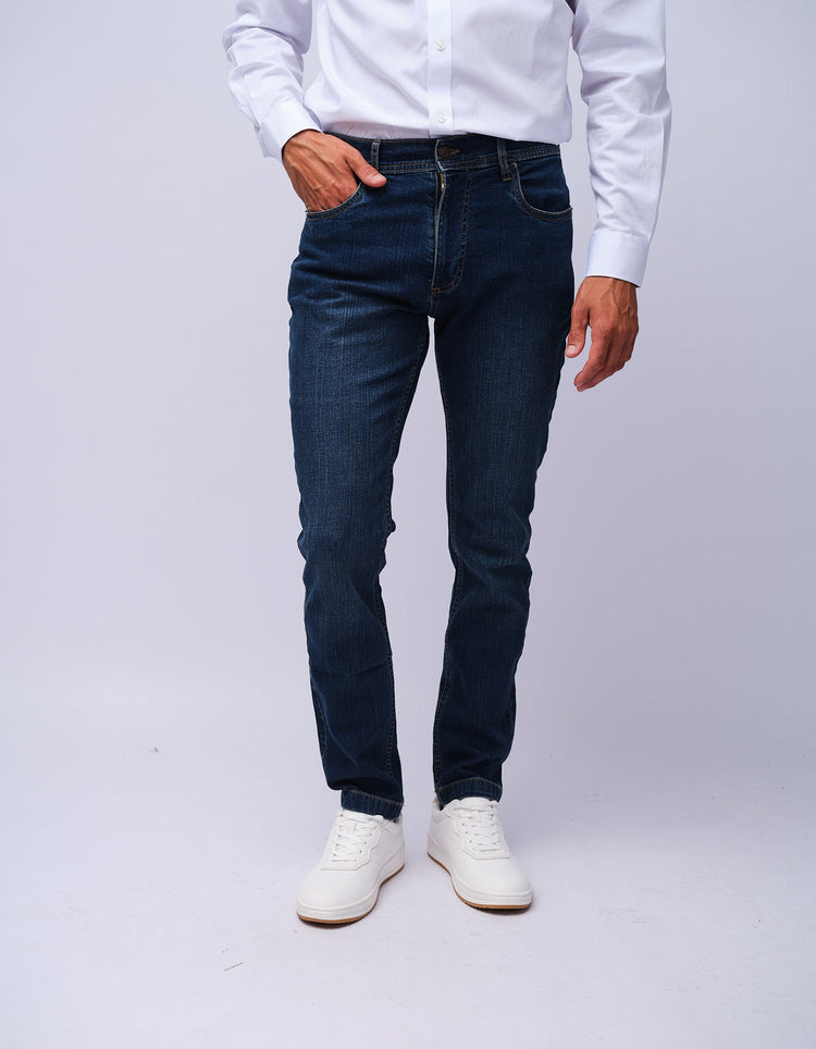 Mens Dark Blue Wash Jeans - Gresham Blake Studios