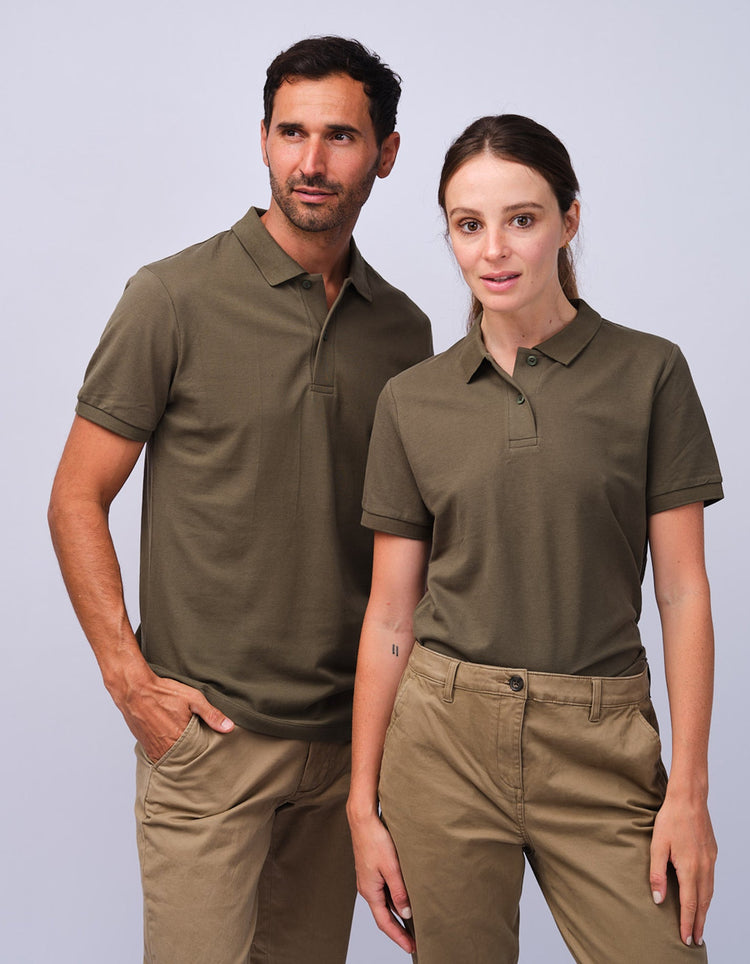 Mens Khaki Cotton Polo Shirt - Gresham Blake Studios