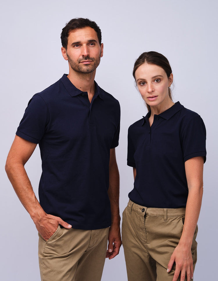 Mens Navy Cotton Polo Shirt - Gresham Blake Studios