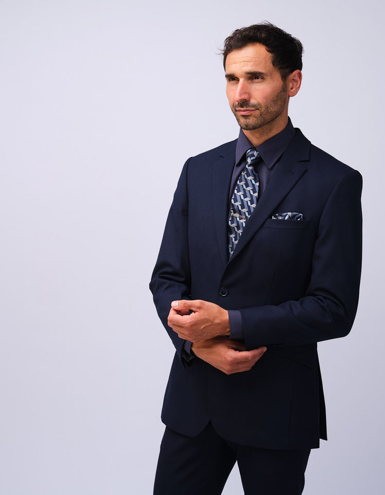 Mens Navy Dot Suit Jacket - Gresham Blake Studios