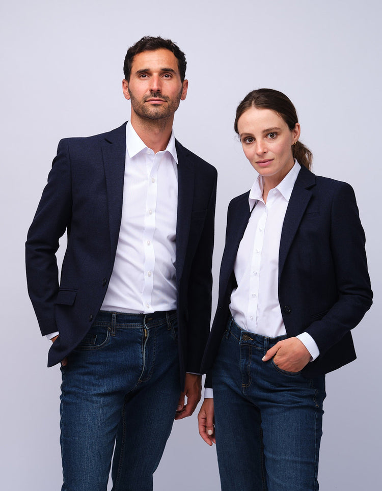 Mens Navy Herringbone Tweed Jacket - Gresham Blake Studios