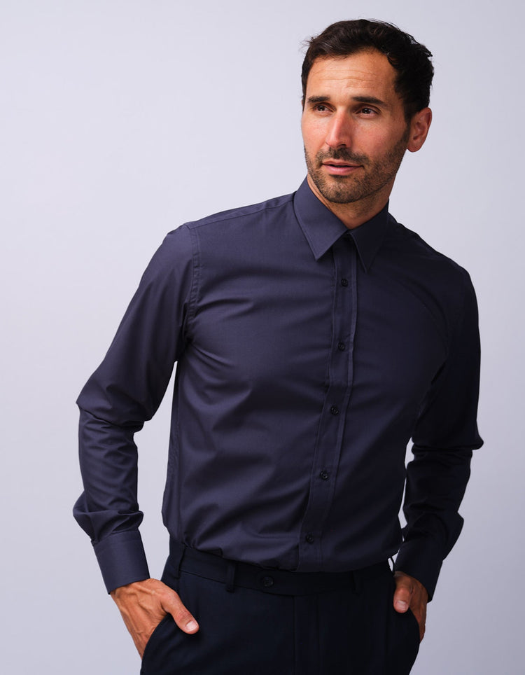 Mens Navy Kent Collar Shirt - Gresham Blake Studios
