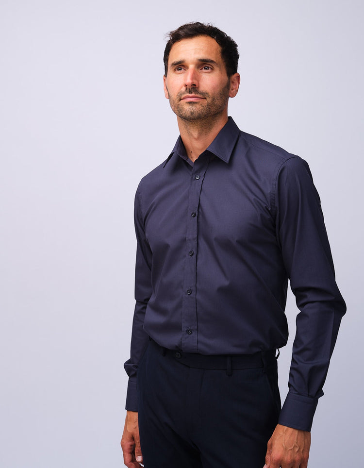 Mens Navy Kent Collar Shirt - Gresham Blake Studios