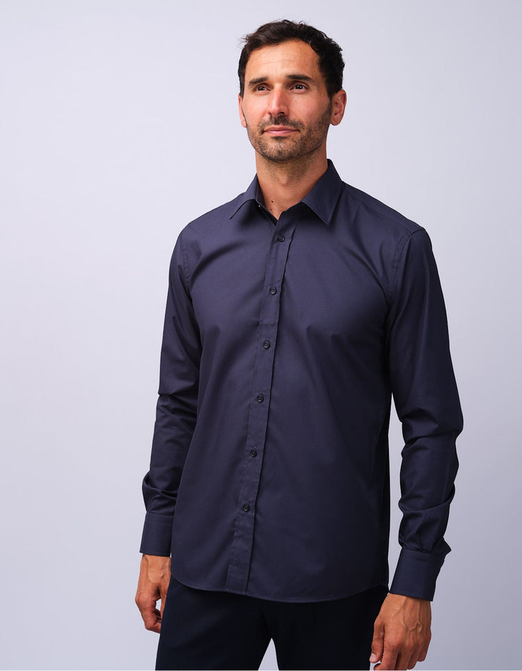 Mens Navy Kent Collar Shirt - Gresham Blake Studios