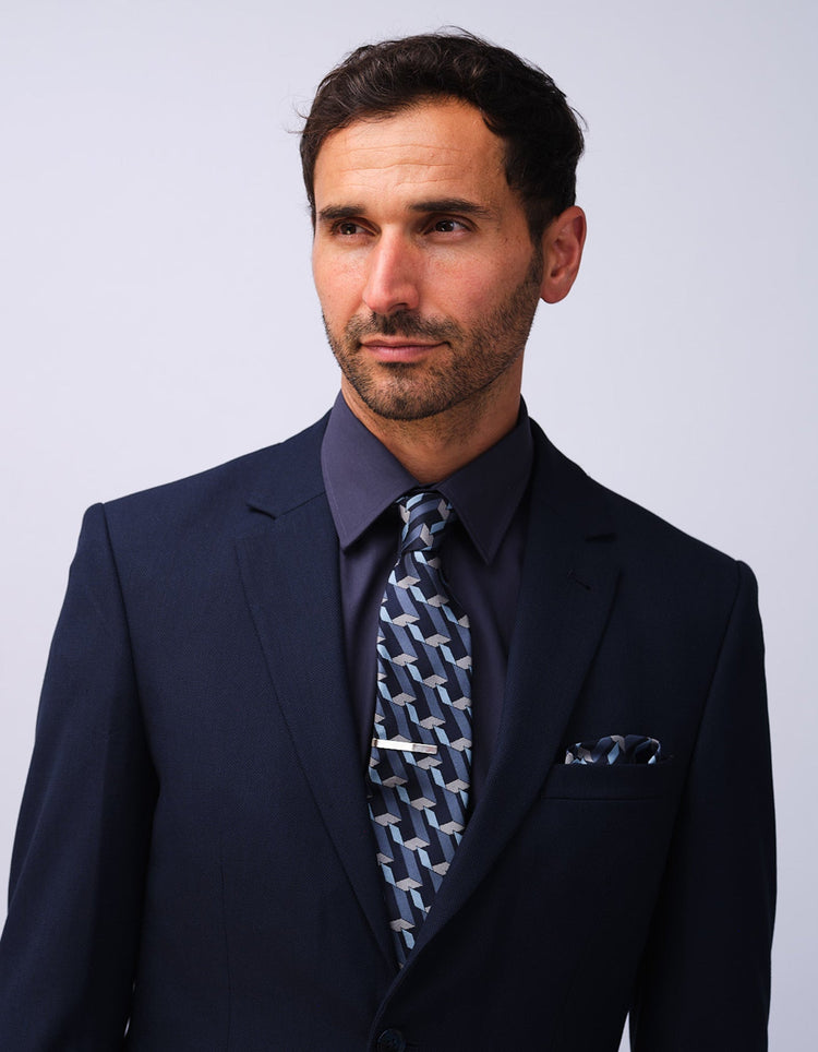 Mens Navy Kent Collar Shirt - Gresham Blake Studios