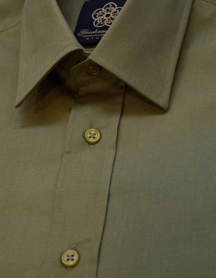 Mens Olive Kent Collar Shirt - Gresham Blake Studios
