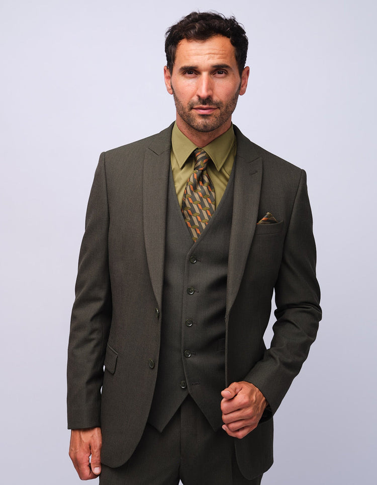 Mens Olive Kent Collar Shirt - Gresham Blake Studios