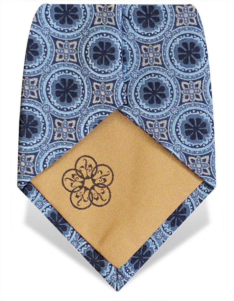 Navy Floral Tile Tie - Gresham Blake Studios