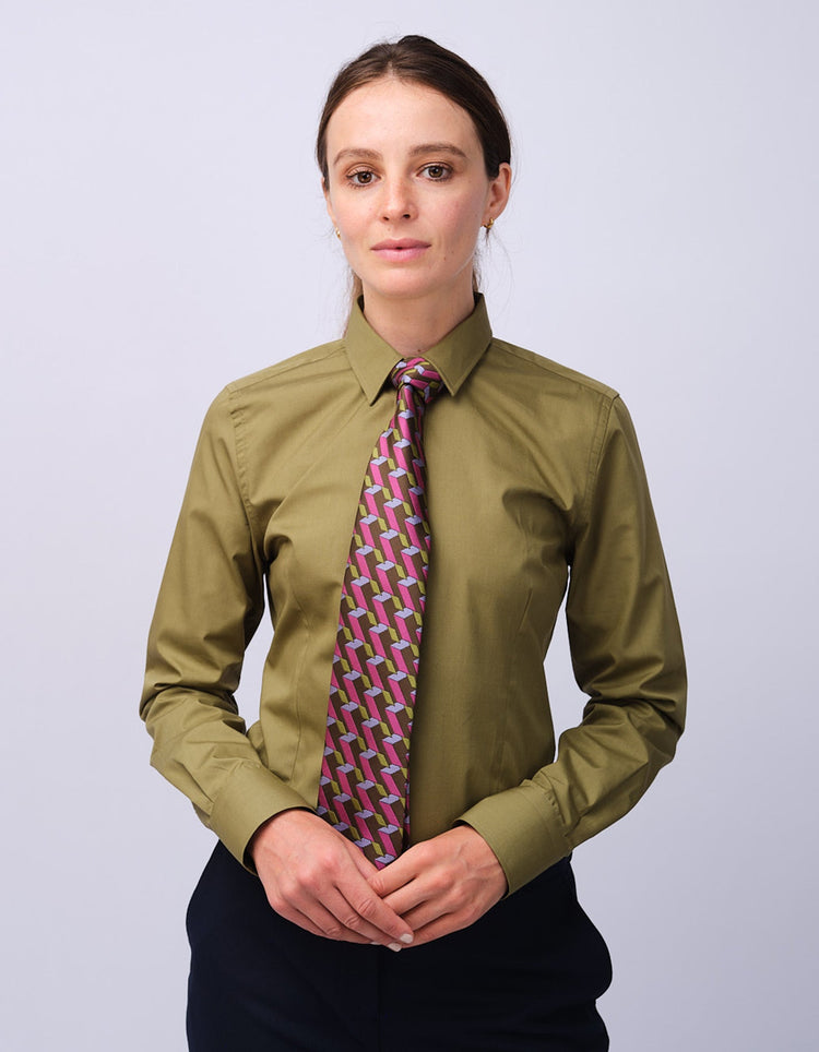 Pink & Green Graphic Blocks Tie - Gresham Blake Studios