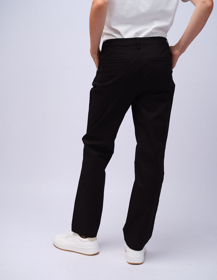 Womens Black Cotton Chino - Gresham Blake Studios