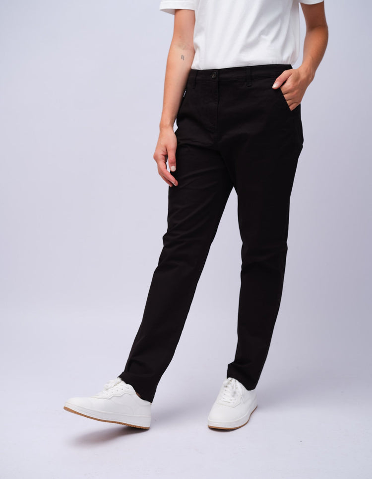 Womens Black Cotton Chino - Gresham Blake Studios