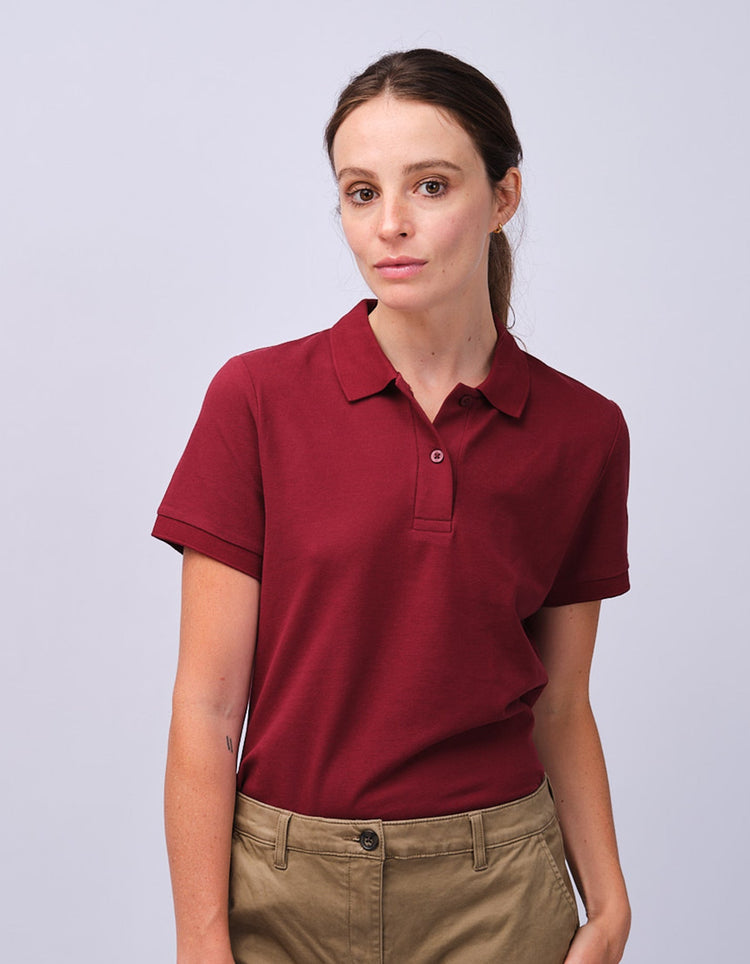 Womens Burgundy Cotton Polo Shirt - Gresham Blake Studios