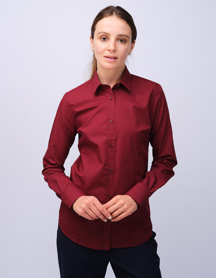 Womens Burgundy Kent Collar Shirt - Gresham Blake Studios
