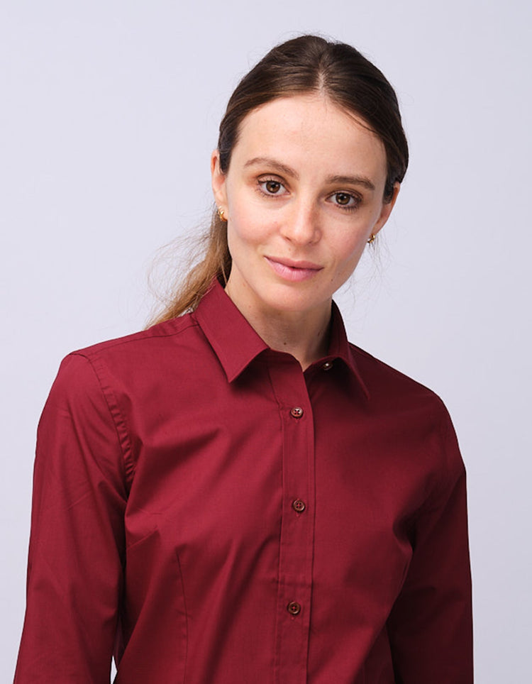Womens Burgundy Kent Collar Shirt - Gresham Blake Studios