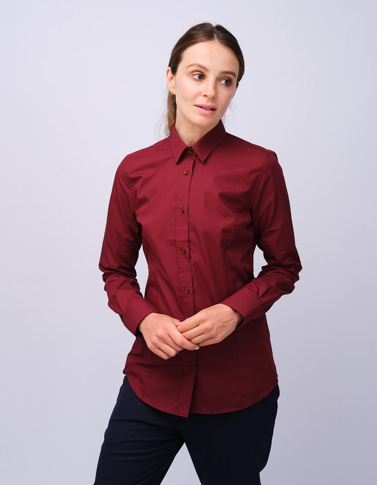 Womens Burgundy Kent Collar Shirt - Gresham Blake Studios