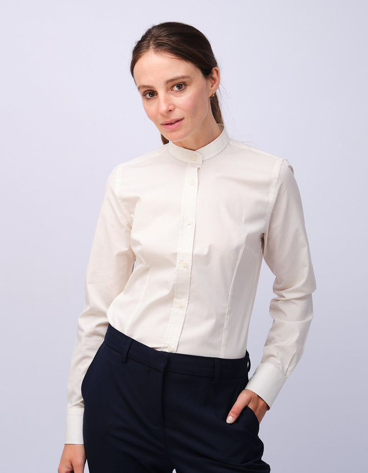 Womens Cream Grandad Shirt - Gresham Blake Studios