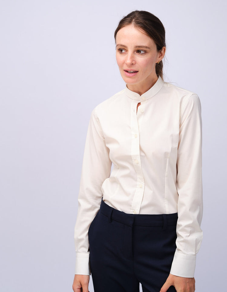Womens Cream Grandad Shirt - Gresham Blake Studios