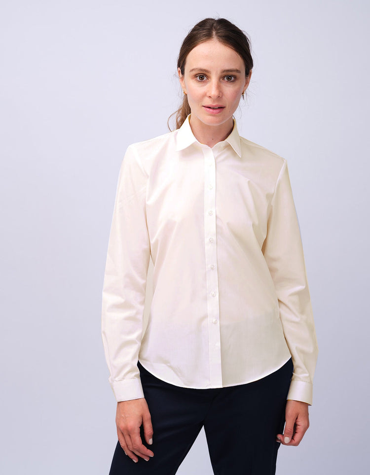Womens Cream Kent Collar Shirt - Gresham Blake Studios