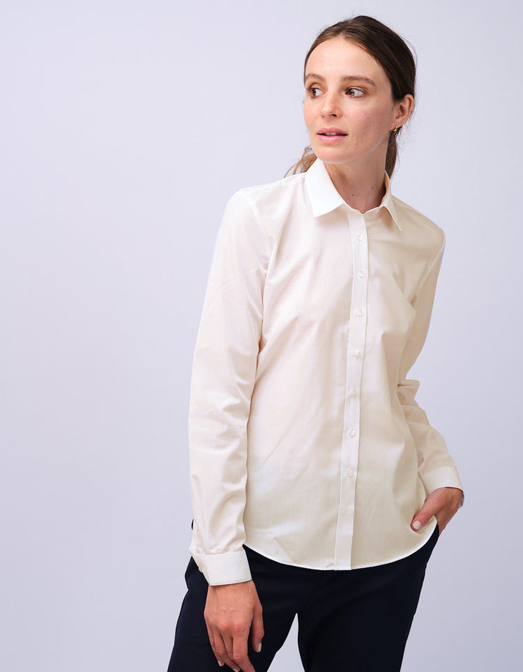 Womens Cream Kent Collar Shirt - Gresham Blake Studios