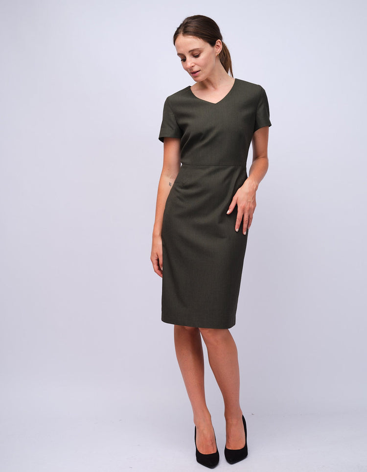 Womens Green Dot V - Neck Dress - Gresham Blake Studios