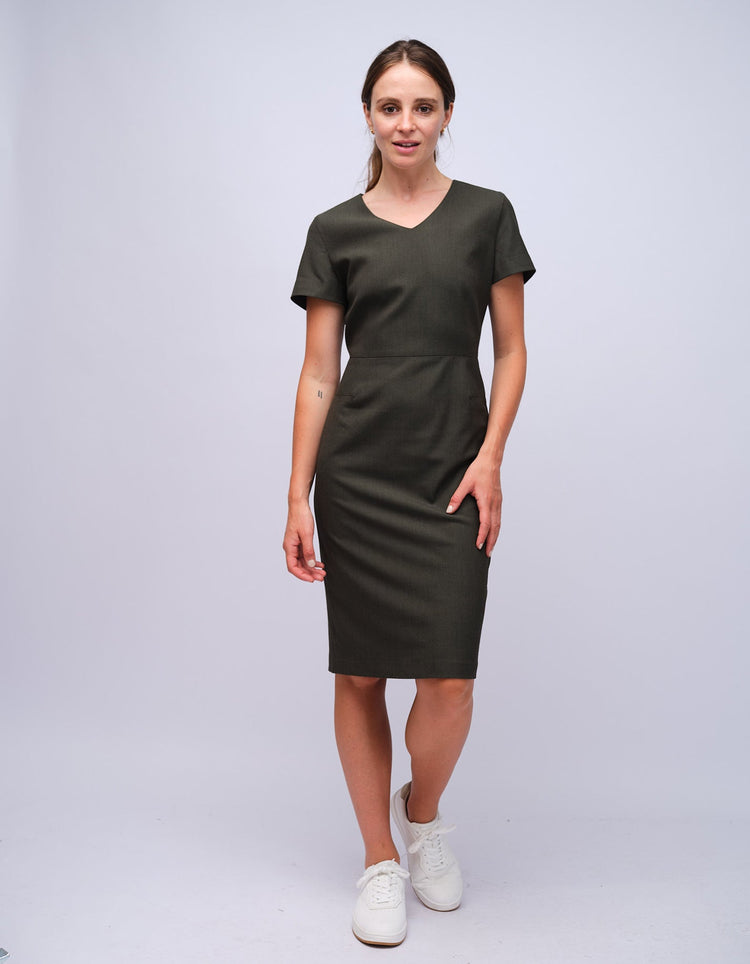 Womens Green Dot V - Neck Dress - Gresham Blake Studios