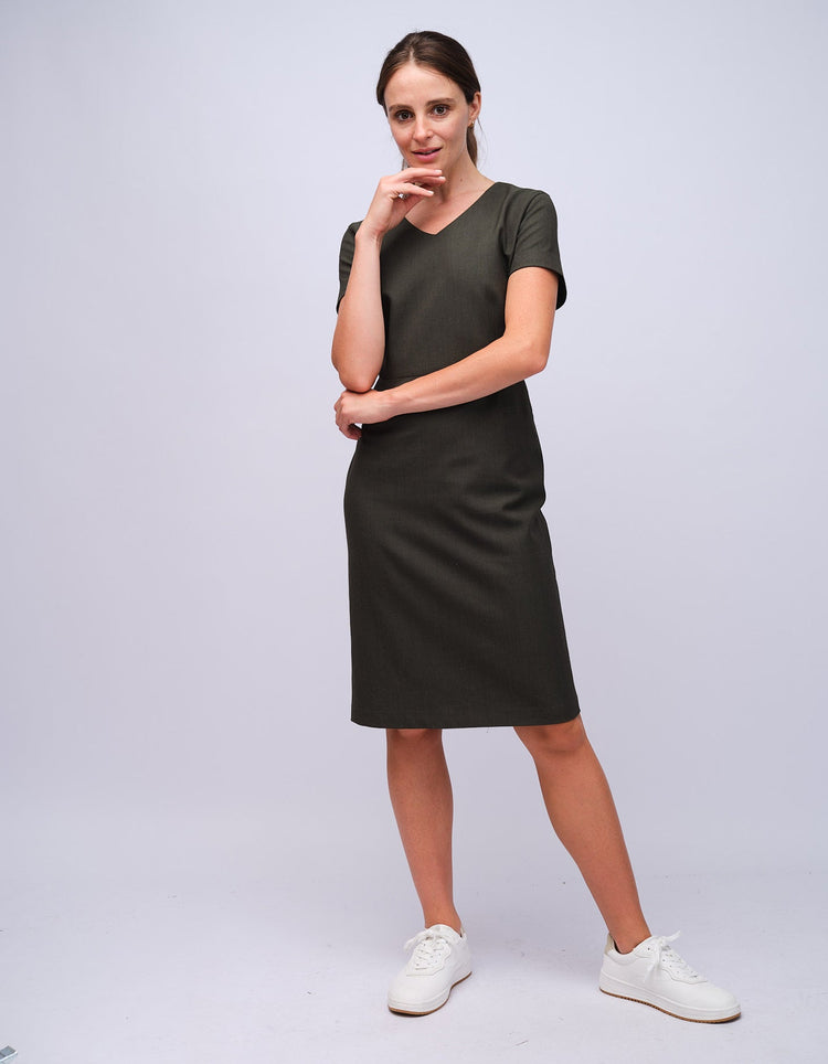 Womens Green Dot V - Neck Dress - Gresham Blake Studios