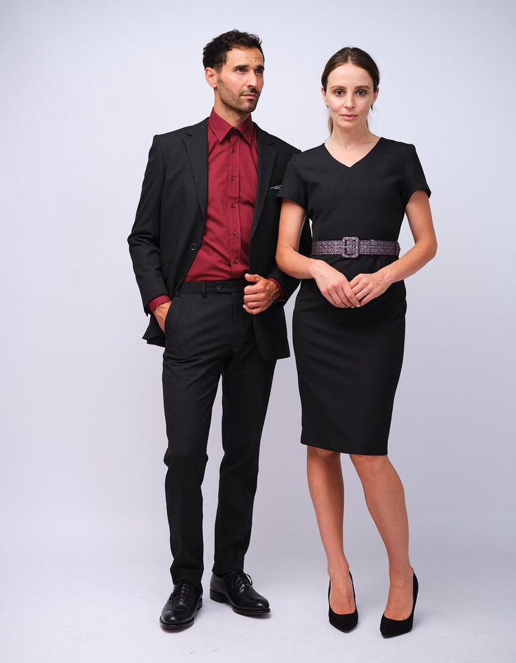 Womens Grey Dot V - Neck Dress - Gresham Blake Studios