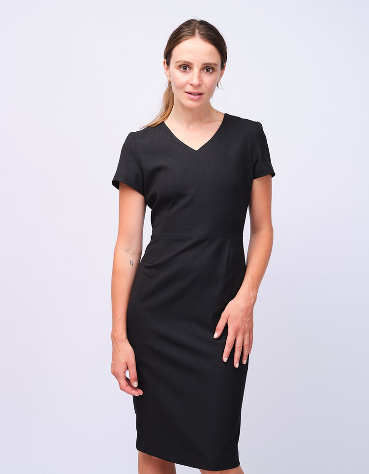 Womens Grey Dot V - Neck Dress - Gresham Blake Studios