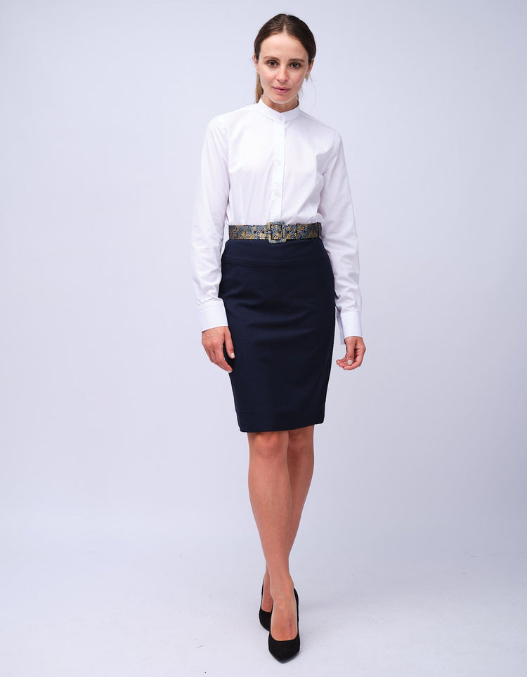 Womens Navy Dot Pencil Skirt - Gresham Blake Studios