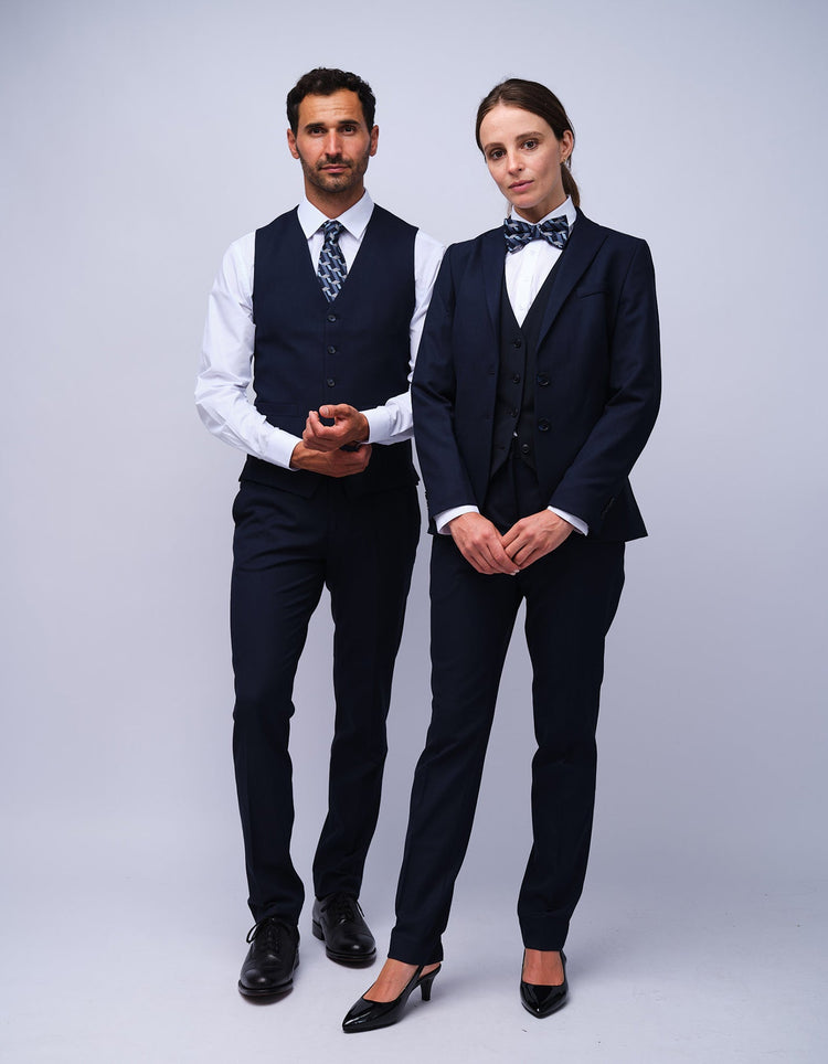 Womens Navy Dot Tailored Trouser - Gresham Blake Studios