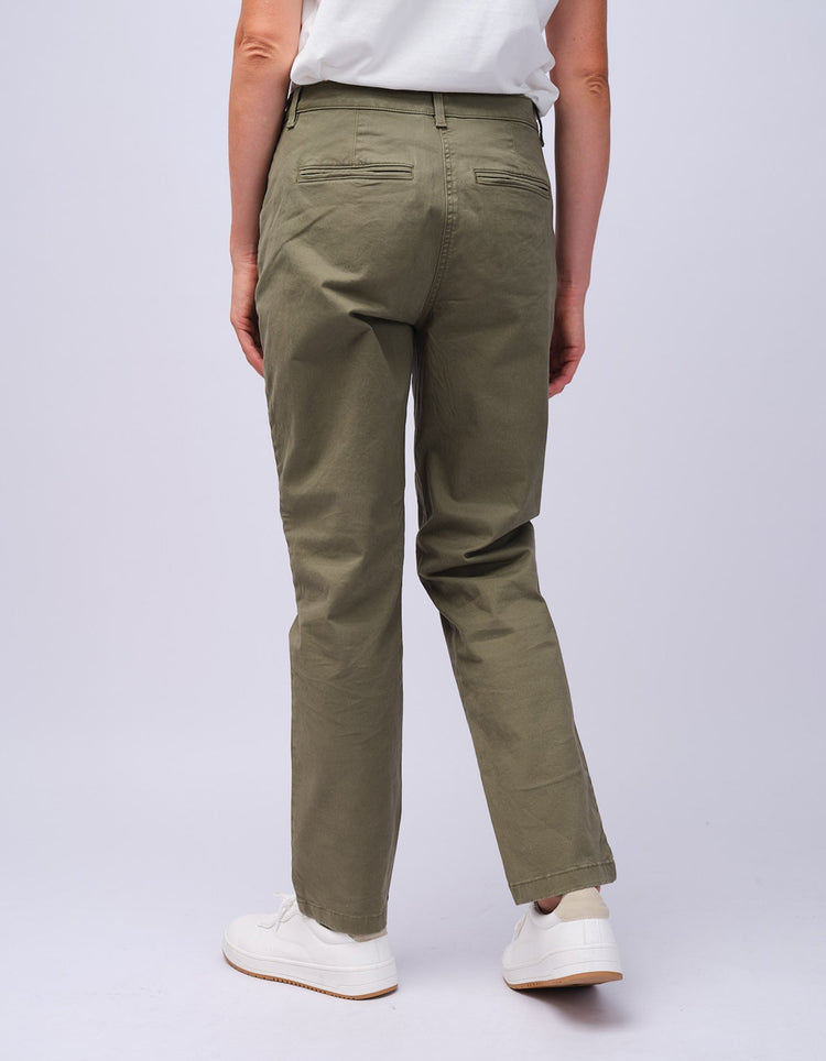 Womens Olive Cotton Chino - Gresham Blake Studios