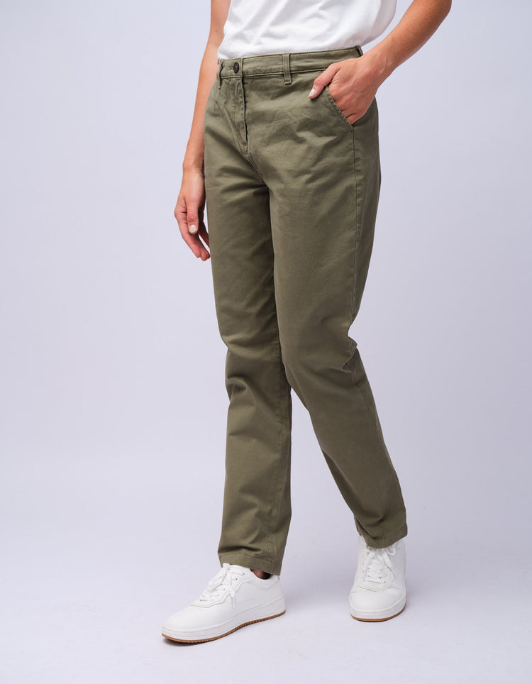Womens Olive Cotton Chino - Gresham Blake Studios