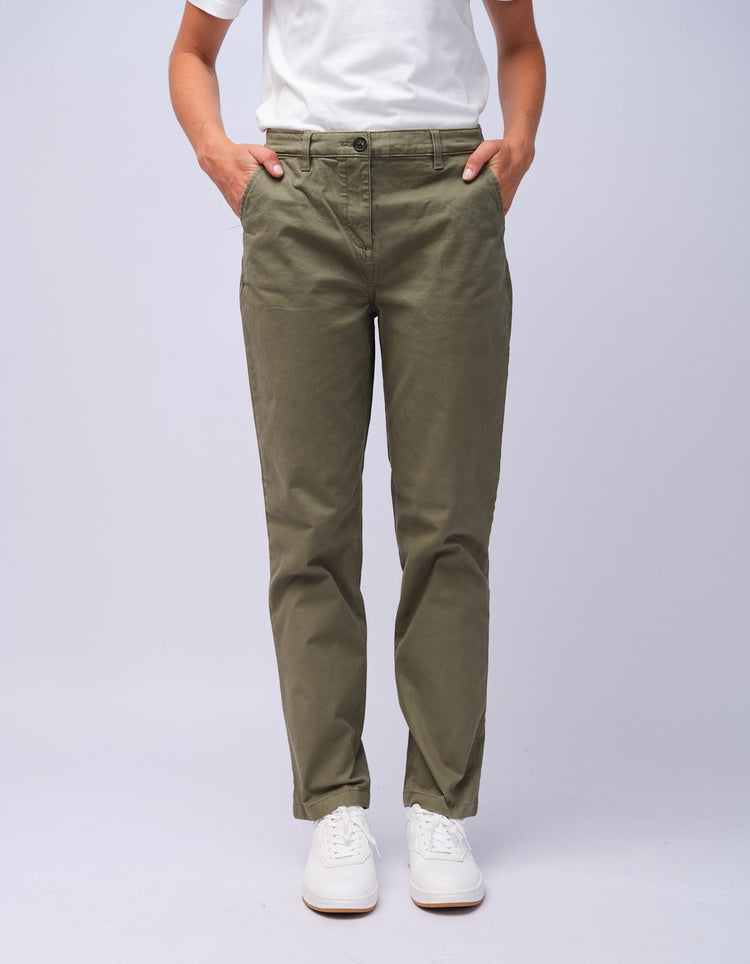 Womens Olive Cotton Chino - Gresham Blake Studios