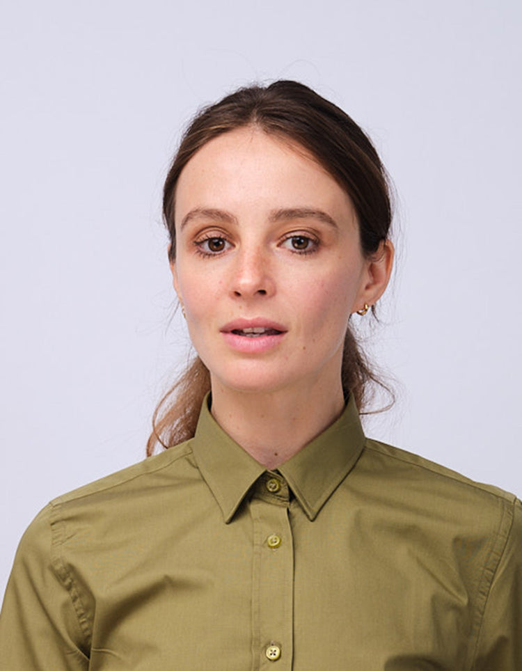 Womens Olive Kent Collar Shirt - Gresham Blake Studios